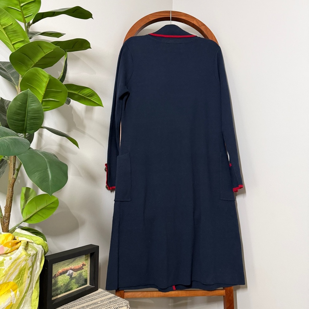 Venus LARGE Navy Blue Sweater Knit Duster Cardigan Coat - Picture 3 of 9